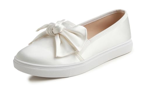 Image of FEVERSOLE Women's Casual Slip On Sneaker Fashion Bow Tie Loafer Flats