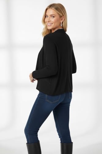 Image of ToBeInStyle Womens Open Front Long Sleeve Lightweight Asymmetrical Draped Cardigan with Side Pockets