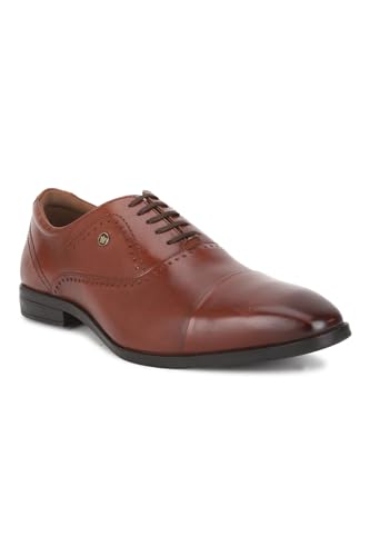 Image of Louis Philippe Men Premium Leather Breathable Lining Material Anti Slip with Heel TPR Sole Formal Oxford Shoes