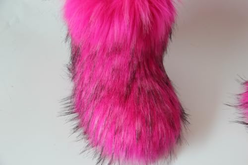 Gegefur Girls Boys Kids Faux Fur Boots Furry Fuzzy Fluffy Warm Winter Snow Boots Flat Shoes Outdoor4