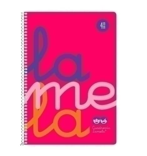 Cuaderno Espiral LAMELA Fluor, 4º 80H Cuadrovía 4 mm. Tapa Plástico Rosa