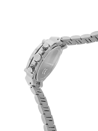 Image of French Connection Astro Multifunction Black Round Dial Stainless Steel Strap | Casual | Premium | See Through Feature | Sunray Feature Wrist Watch for Men - FCH18BSM