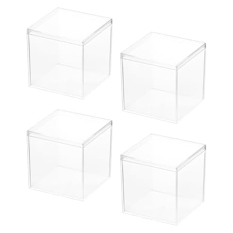 QWORK® Clear Acrylic Storage Boxes with Lid Cover