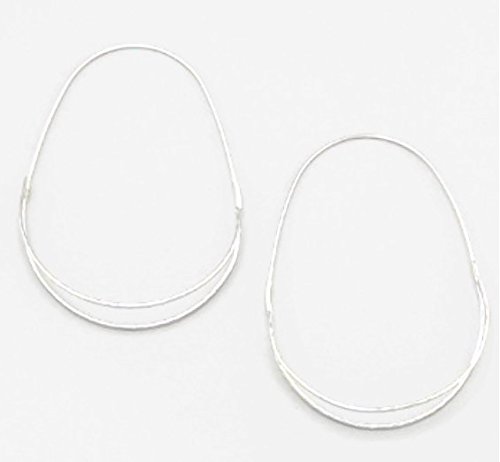 WOMENS EARRINGS-FASHION JEWELRY-FINE TEARDROP LONG HOOP EARRINGS-SILVER TONE