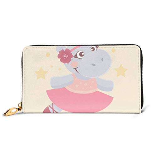 Preisvergleich Produktbild JHGFG Mode Handtasche Reißverschluss Brieftasche Niedlich Tanzen Hippo Ballerinain Telefon Kupplung Geldbörse Abendkupplung Blockieren Leder Brieftasche Multi Card Organizer