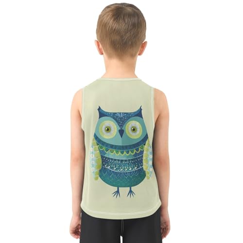 Animal Owl Green Boys Tank Tops Toddler Sleeveless Tank Top Undershirts for Summer,3T3