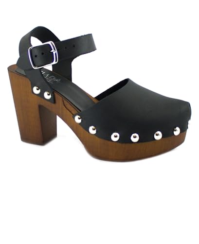 Sandales plateaux talon sabots noirs Giada 7067 chaussure bout fermé taille 39 femme