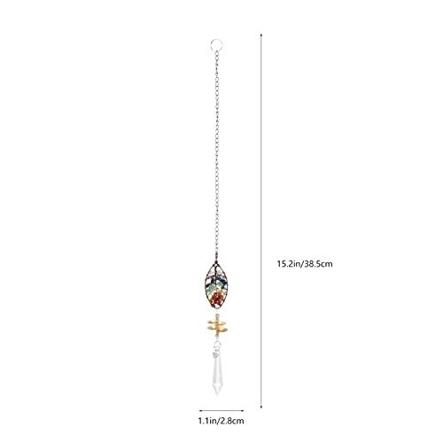 DOITOOL 2Pcs Cristais Coletor Do Sol Pendurado Vida Árvore Folha Forma Chakra Contas Cadeia Rainbow