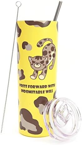 Vaso de 20 onzas con tapa y pajilla de acero inoxidable térmico delgado taza de café para agua taza de viaje aislada al vacío de doble pared taza