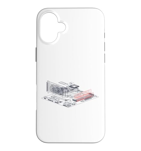 Image of RAM Card Wireframe Computer Motherboard IT Tech Geek Nerd Case for iPhone 16 Plus