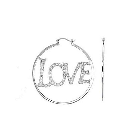Boucles d'Oreille Créoles Jonc Love 5 cm Argent Massif 925 Cover