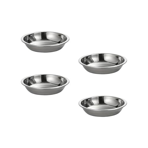 BOYANDM 4 platos de acero inoxidable para servir, cuencos redondos para salsas, platos de postre de frutas, bandeja para servir, tazas de condimentos fáciles de limpiar