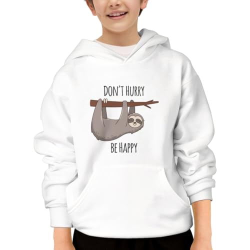 Funny Cute Sloth Don't Hurry Be Happy Hoodies for Teen Girls Boys Lightweight Kangaroo Pocket Sweatshirt