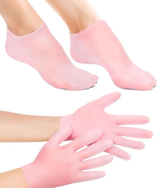 Sk New Silicone/Moisturizing 1. Socks & 1.Gloves (1 Pair Each) for Intensive Hydration, Roughness Relief & Callus Treatment, Hydrating Skin Care/for Dry, Cracked Hands & Feet, Suitable ORE-P162-image-40