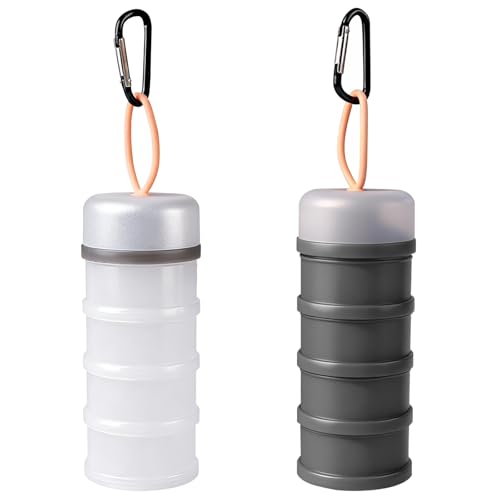 PetalPursuit Protein Powder Container with Funnels Stand, 4 Stackable Protein Powder Dispenser for Travel, Fitness and Workout, 2 Pcs