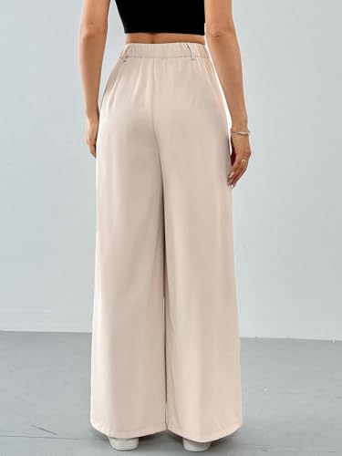 Image of Solid High Waist Straight Korean Loose Pleated Wide Leg Trouser for Women's & Girl's