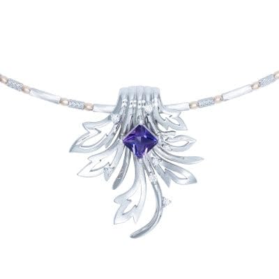 Pt/PG アメジスト/ダイヤモンドネックレス(バッカス)