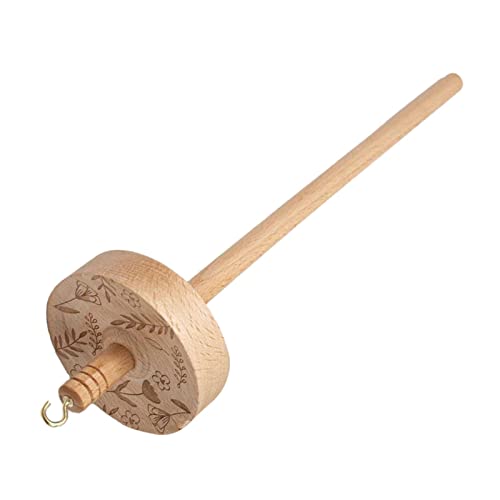 Colaxi Drop Spindle Top Whorl Yarn Spinner Practical Retro Style Wheel Yarn Tools 32.5cm Wood Hand Vcarved for Woven Knitted Felting Beginners DIY