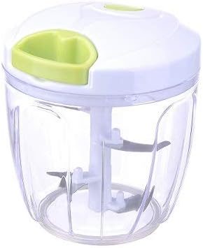 MIGECON Manual Food Chopper with 5 Mixing Blades, Meat Grinder Fruit Blender Herb Slicer for Salad Pesto Puree