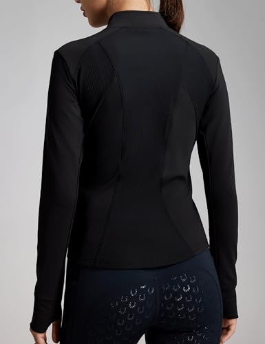 Image of FitsT4 Sports Womens Equestrian Riding Shirts Long Sleeve Fleece Lined Horse Full-Zip Winter Thermal Jackets