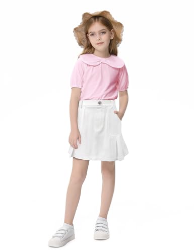 Image of 2026 Girl's Denim Skirts Elastic Waist Pleated Toddler Girls Jean Skirt Size 3-12