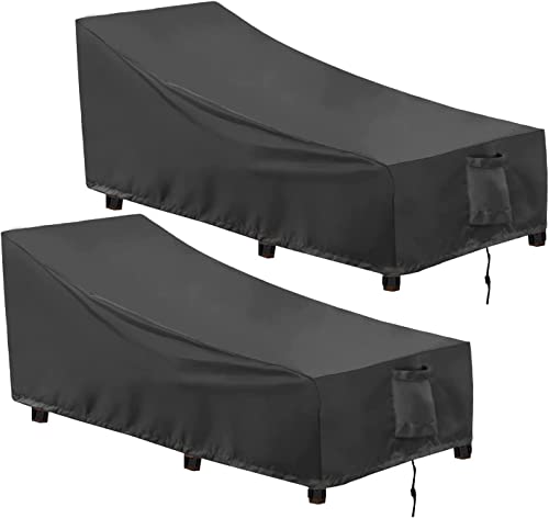OutdoorLines Outdoor Waterproof Patio Chaise Lounge Chair Cover - UV Resistant Lounger Covers Heavy Duty Weatherproof Patio Sofa Furniture Covers, 2 Packs, 84Wx32Dx32H Inches, Black