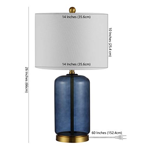 SAFAVIEH Lighting Collection – Novah Modern Blue Glass 26-Inch Table Lamp, LED Bulb Included, Bedroom Living Room Home Office Nightstand Desk (TBL4283B) - Image 4