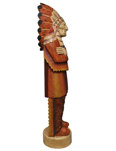 Estatua gigante de jefe indio tallada a mano de madera 59 in miniatura 3