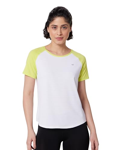 Image of Symbol Premium Women's Solid Regular Fit Sports Stretch T-Shirt | Round Neck | Raglan Sleeve | Moisture-Wicking | Activewear | Running | Gym | Plain (Available in Plus Sizes)