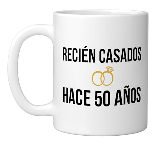Taza cerámica aniversario 50 años recién casados miniatura 1