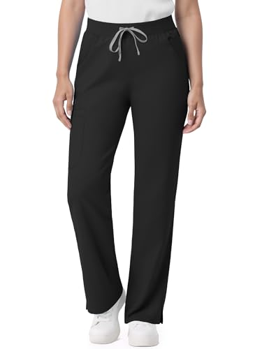 Image of Scrub Pants for Women - Straight Leg Medical Scrub Pants with 6 Pockets - Drawstring Soft Stretch Women Scrub Pant