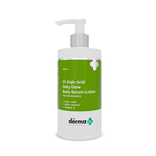 The Derma Co 1% Kojic Acid Daily Glow Body Serum Lotion | For Skin Radiance | Reduces Dark Spots, Pigmentation & Blemishes | 250 ml
