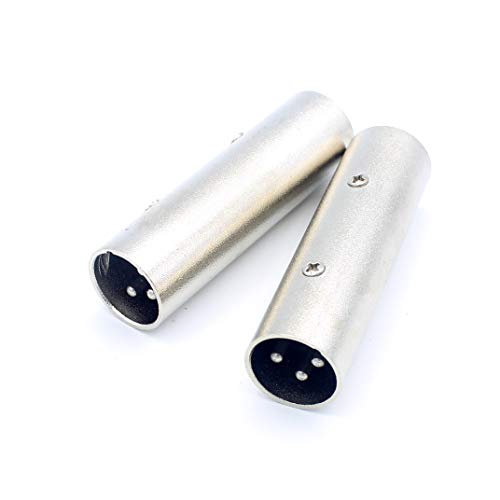 LoongGate XLR Male to Male Adapter, XLR 3 Pin Male to 3 Pin Male Microphone Line Gender Changer - 2 Pack, siliver, XLRM-XLRM