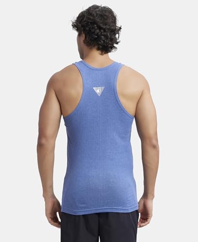 Jockey 9922 Men's Super Combed Cotton Rib Slim Fit Racer Back Styling Round Neck Gym Vest
