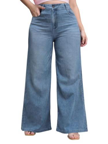 Image of Miss Chase A+ Women's Wide Leg High Rise Regular Length Stretchable Denim Jeans