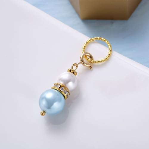 Image of MIXJOY Something Blue Gift for Bride, Wedding Day Bridal Blue Pearl Angel Wings Bouquet Garter Charm for Bride to Be