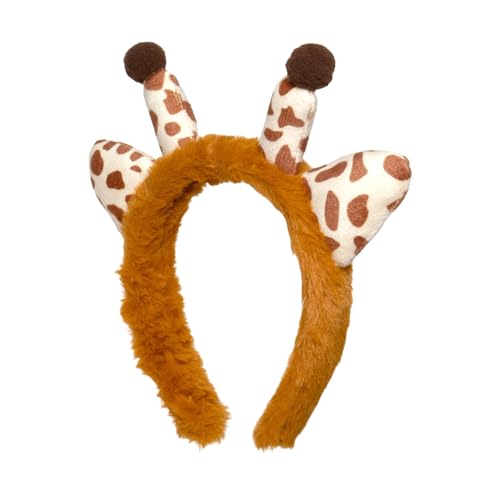 Radhu & Kabby Giraffe Printed Hairband For Women/Girls | Cartoon Hair Hoop Animal Headwear | Plush Animal Ears And Horns Headwear | Soft And Comfortable | Same As Pic | Pack Of 1