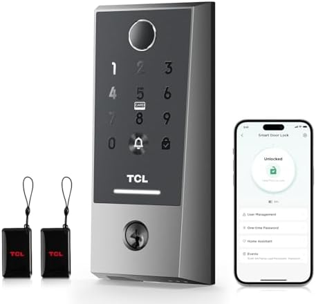 TCL D2 Plus Smart Lock, AI Fingerprint Door Lock with Built-in Do...