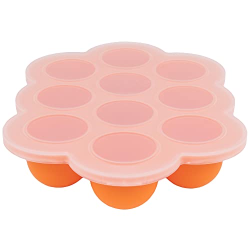 Image of WeeSprout Silicone Freezer Tray with Clip on Lid Perfect Food Storage Container for Homemade Baby Food, Vegetable, Fruit Purees, and Breast Milk (Bright Orange, Ten 1.5 Ounce Sections)