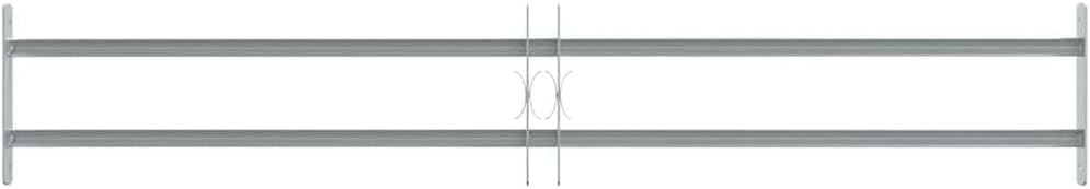 'vidaXL Adjustable Security Grille for Windows with 2 Crossbars - Solid Galvanized Steel Horizontal Installation, Home or Office Use