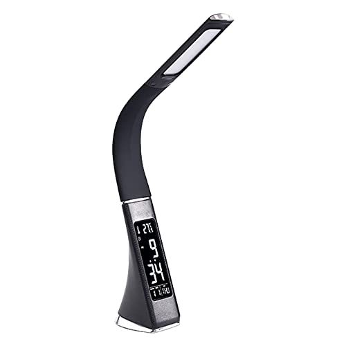 読書灯,多機能デスクランプアイケアテーブルランプ調整可能なスタディデスクライト、カレンダー付き温度計時間目覚まし時計機能調光可能3モードライトタッチオフィスホーム用