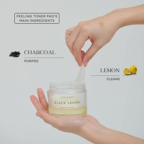 Metaforet Black Lemon Peeling Toner Pad 60 Sheets/Facial Exfoliating Pads, Perfect Solution For Dead Skin Cells, Non-Irritating Moisture Boost Toner #TOP4