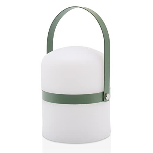 LUUK LIFESTYLE Lámpara LED escandinava con asa para sala de estar, comedor y cocina, linterna decorativa portátil con luz blanca cálida, en verde