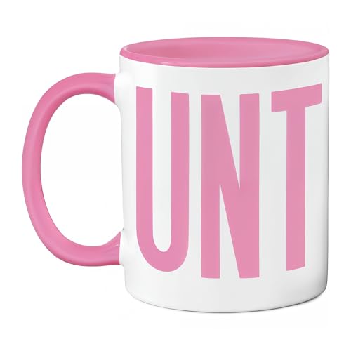 VIROSA Funny Sarcastic Mug for Men & Women - C*NT Novelty Coffee Mug, Crude Humour Gift for Friends & Colleagues- 11oz C UNT Pink Ceramic Cup, Dishwasher Safe- Perfect Gag Gift for Birthday or Office