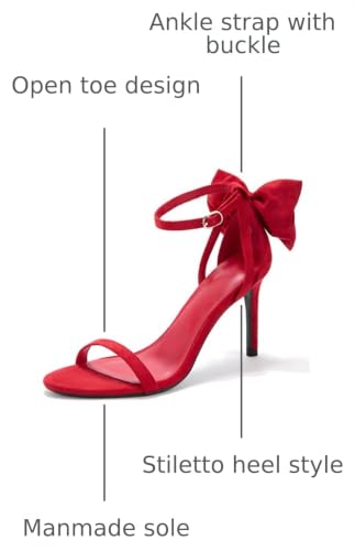 Image of Coutgo Womens Ankle Strap High Heels Open Toe Stiletto Bow Tie Knot Heeled Sandals Fashion Wedding Dress Pump Shoes