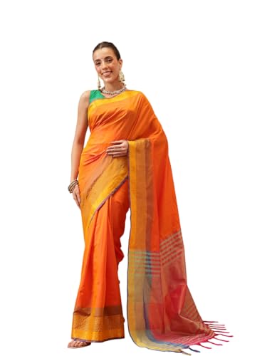 Image of Amazon Brand - Anarva Pattu Art Silk Woven Ready To Wear Saree Pink
