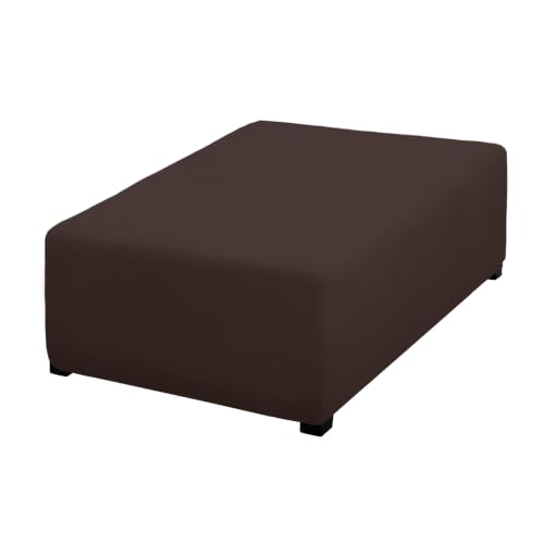 Image of PureFit Super Stretch Form Fit Ottoman Cover Rectangle - Ottoman Slipcovers for Foot Stool Cover & Folding Storage Slipcover for Living Room with Nonslip Elastic Bottom (Medium-L, Chocolate)