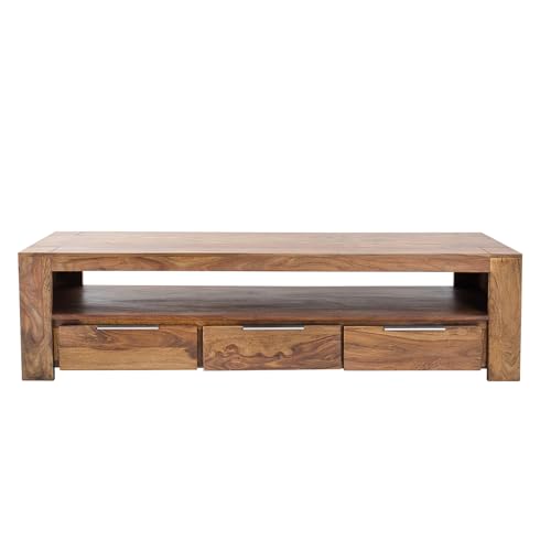 Invicta Interior riess-Ambiente Massives TV-Board MAKASSAR 170cm Sheesham Stone Finish Lowboard mit DREI Schubladen Wohnzimmerschrank TV-Schrank Sideboard Holzschrank Stauraum