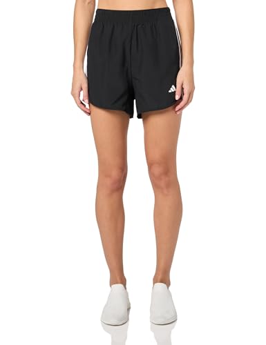 adidas Women's Train Essentials 3-Stripes High Rise Shorts, Black/White, X-Small