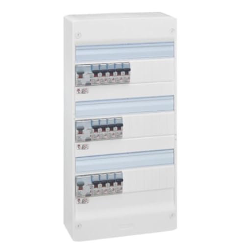 LEGRAND - Tableau Électrique Pré-équipé 3 Rangées Drivia - Equipé de Disjoncteurs et Interrupteurs Différentiels - Pour Logement T5 - Fabriqué En France - Blanc